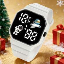 1件男女通用宇航员飞船造型LED数字手表，含电池，时尚百搭，适合上学、圣诞礼物、运动、休闲佩戴和日常装饰。 - 彩色 - 查看 5