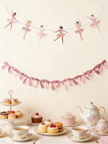 1 set - Bandera de bailarina rosa, guirnaldas colgantes de bailarinas, guirnaldas con lazos, decoraciones para fiesta de cumpleaños, guirnalda con tema de ballet, decoración para fiesta de boda, decoración para baby shower, decoración interior y exterior, decoración navideña