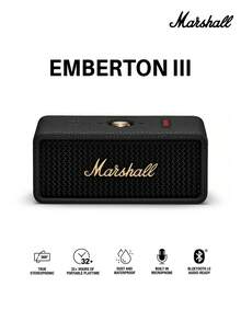 Marshall Emberton III 便携式蓝牙音箱，坚固耐用，IP67 防水设计，立体声响亮，低音浑厚，播放时间超过 32 小时，小巧无线，是旅行和户外活动的理想之选 - 黑色 - 查看 11