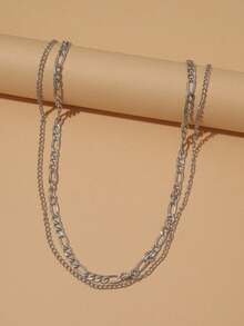 1pc Fashionable Versatile Multi-Layer Chain Necklace - Silver - View 4
