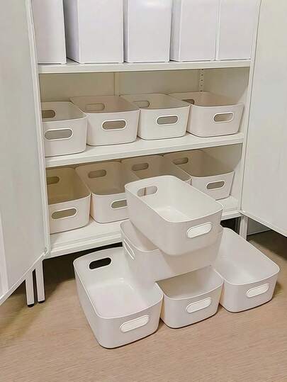 2/3/6pcs Set Nordic Minimalist Stackable Storage Boxes, Matte Finish Modular Design, Suitable For Vanity And Desk, Keep Tidy And Organized