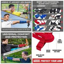 Armguard XT Guardabrazos de Tiro con Arco - Protector de Antebrazo con Cobertura y Proteccin Completas - Correas Elsticas Ajustables de Alta Densidad con Hebillas de Liberacin Rpida - Roja + L - largo 9,5 pulgadas - Ver 1