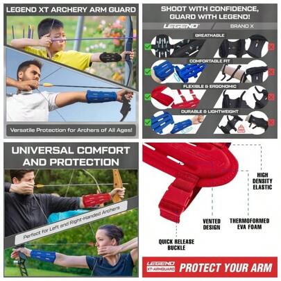 Armguard XT Guardabrazos de Tiro con Arco - Protector de Antebrazo con Cobertura y Proteccin Completas - Correas Elsticas Ajustables de Alta Densidad con Hebillas de Liberacin Rpida