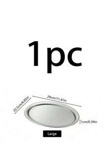 1 件简约不锈钢椭圆形托盘，用于咖啡馆面包、甜点、咖啡杯的餐盘 - 銀色 - 查看 10