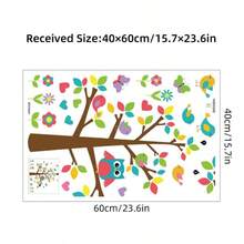 Cartoon süße Eule Vogel Blumenzweige Tier Wandaufkleber - abnehmbar, zeitgenössisch, Tierdruck, rechteckig, seidenmatt, selbstklebend, wiederverwendbar, Kunststoffoberfläche, geeignet für Schlafzimmer, Wohnzimmer, Flur, Nachttisch Dekoration - Verschiedenfarbig - Übersicht 8