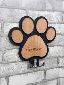 Custom Dog Paw Leash & Coat Hook: Wooden Entryway Organizer,Personalized Paw Print Leash Holder: Custom Dog Collar Organizer - Multicolor - View 4