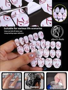 12片/288片 或 50片/1200片 超强粘性指甲凝胶贴，隐形、超薄、防水、透气双面指甲贴纸