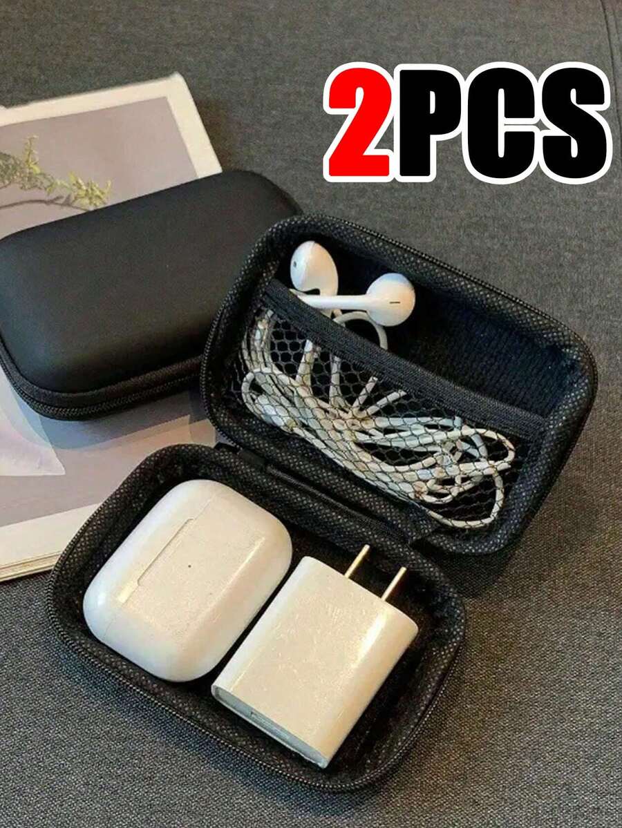 2 Peças Porta-moedas Portátil, Estojo para Fone de Ouvido, Caixa de Armazenamento para Fones de Ouvido, Organizador de Cabo USB, Bolsa de Armazenamento, Porta-chaves, Bolsa para Carregador, Estojo para Fones de Ouvido e Fones de Ouvido Sem Fio, Essencial para Dormitório Universitário, Organizador de Viagem, Bolsa de Cosméticos, Presente de Natal, Decoração de Natal, Dia das Mães, Presente de Natal de Outono, Adequado para Presentes de Férias, Estilo Boho - Multicolorido - Visão 1
