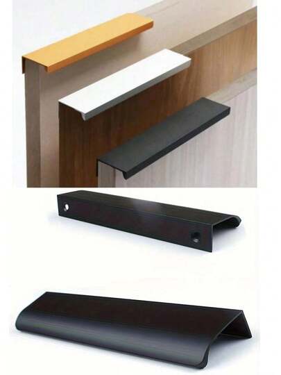4pcs Modern Matte Black Aluminum Cabinet Handles - Smooth Finger Edge Pull Knobs, Suitable For Cabinets, Drawers And Kitchen Countertops - 6 Inch/150mm Long, Durable And Easy To Install, Versatile Use