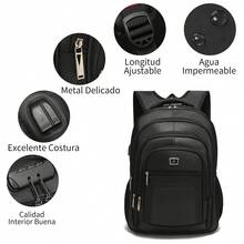DIOSA LUNA Large Capacity Men's Backpack With Combination Lock, Ideal For Travel, Work, And Excursions. Made With Durable And Resistant Material. E9012 - 黑色 - 查看 3