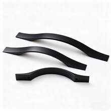 6 pièces Poignées de meubles noires mates, Boutons de tiroir, Poignées d'armoire, Boutons de porte en métal en forme d'arche, Accessoires de quincaillerie en alliage d'aluminium - Noir - Voir 5