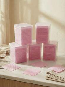 200/400/800/1200pcs Lint-Free Nail Wipes Gel Cleansing Tissues Aluminum-Free Nail Polish Remover Pads For NailArt Beauty Cleaning Care Tool - Pink - View 4