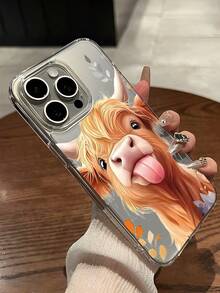 Highland Cow With Its Tongue Sticking Out Magnetic Attraction Phone Case Suitable For Compatible With IPhone 17,16, 15, 14, 13, 12, 11, PRO MAX, PLUS ,Air,As Well As Galaxy S26/25/24/23/22 Ultra/ Edge /FE/+,A56/54/36/35/16/15/14,Fashionable Phone Cases - 彩色 - 查看 3