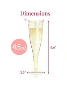 10pcs 5.5oz Reusable Plastic Gold Glitter Champagne Glasses, Wedding Cups, Party Cups, Beverage Cups (Champagne Flutes, Wine Glasses, Plastic Cups, Birthday Cups) - Multiple Colors/random Styles - View 10
