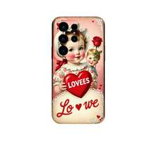 1PC Phone Case,  Vintage Girl Holding Heart , Stylish Phone Case, Phone Decoration, All-around Lens Protection, Creative Small Gift, Funny Gift for Boys and Girls - ブラック - チェックする 7