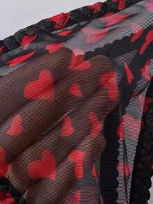 Valentine's Day Limited Edition | Beating Red Heart Lace Lingerie Set, Romantic Surprise With Atmospheric Ambiance - Black - View 5