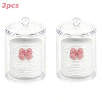 2 piezas Caja de almacenamiento de hisopos de algodón transparente, Contenedor de hisopos de algodón, Caja de almohadillas y hisopos de maquillaje, Botella de pastillas con tapa de plástico Organizador de baño, Organizador de tocador para maquillaje, Para almacenar bolas de algodón, hisopos de algodón, almohadillas de maquillaje, clips y lazos para el cabello, Diseño compacto a prueba de polvo portátil, Adecuado como regalo para la familia, el Día de San Valentín, organizador de tocador, almacenamiento de maquillaje, contenedor con tapa, caja de almacenamiento transparente, viajero