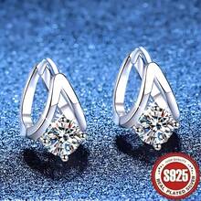 1 par de pendientes de mujer de plata de ley 925 hipoalergénicos, con diseño minimalista, único, elegante y lujoso, con un retoque delicado y brillante, con circonita cúbica de cuatro garras y línea de doble borde, adecuados para uso diario, ocasiones festivas y como regalo - 1 par de pendientes divididos de doble línea - Ver 4