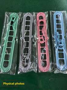 1/3/6pcs 9-Hole Multi-Function Magic Hanger, Foldable, Rotatable, With Storage Rack, Decorative, Decorate Room, Decorate Home, Decorate Bedroom, Bedroom, Home Storage, Suitable For Storing T-Shirts, Shirts, Short Sleeves, Shorts, Short Skirts, Dresses, Pants, Shoes, Jeans, Skirts, White Women's T-Shirts - Pink - View 5