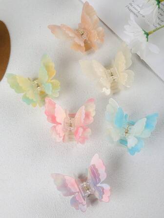 1 pieza Pinza para el cabello de acetato con mariposa de doble capa, adecuada para uso diario para mujeres con cabello grueso, accesorios para el cabello, elegantes pinzas para el cabello