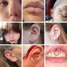 ADYJELY Set de 3 anillos nasales hipoalergénicos de acero inoxidable, aros de cartílago de 16G/18G, aros de septum, el mejor regalo para niñas, anillo de segmento chapado en oro de 18K, aros para el ombligo, aros para el labio, aros para hélice, rook, trago, snug/concha, 2do/3er lóbulo, de 6mm, 8mm, 10mm, 12mm para oreja/aro de ceja, joyería de perforación corporal para mujeres y hombres - SQ - Ver 8