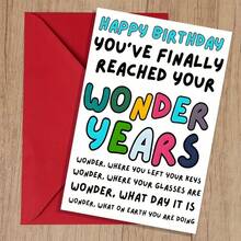 1 Pc Wonder Years Birthday Card Humorous Milestone Celebration With Vintage Red Envelope Retro Optimist Design Colorful Typography For 40th 50th 60th 70th Party Supplies Funny Birthday Cards Christmas Birthday Thank You Invitation Wedding Party Gathering Perfect For Boss Coworkers Workplace Birthday End Of Year Appreciation As Birthday Card Thank You Card Invitation Card Wedding Card With Red Envelope - Đỏ - Xem 11
