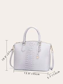 Luxurious Crocodile Pattern Cross-Body Top-Handle Bag - High-End Fashion Handbag For Women's Work And Daily Use - Premium Quality, Stylish Design, Multiple Pockets, Adjustable Strap - Màu be xám - Xem 11