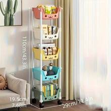 Thickened Multi-Layer Storage Cart, Multifunctional Storage Rack, Non Electric, Easy To Move, Convenient For Storage, Wheeled Mobile Storage Rack, 3/5 Layers, Suitable For Book Storage Racks In Living Rooms, Bedrooms/Dormitories, Bedside Carts, Practical Carts, Christmas Gifts - 5層加厚馬卡龍色 - 查看 1