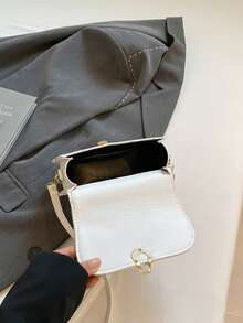 Bolso bandolera mini con bordado floral minimalista (patrón aleatorio) - Blanco - Ver 6