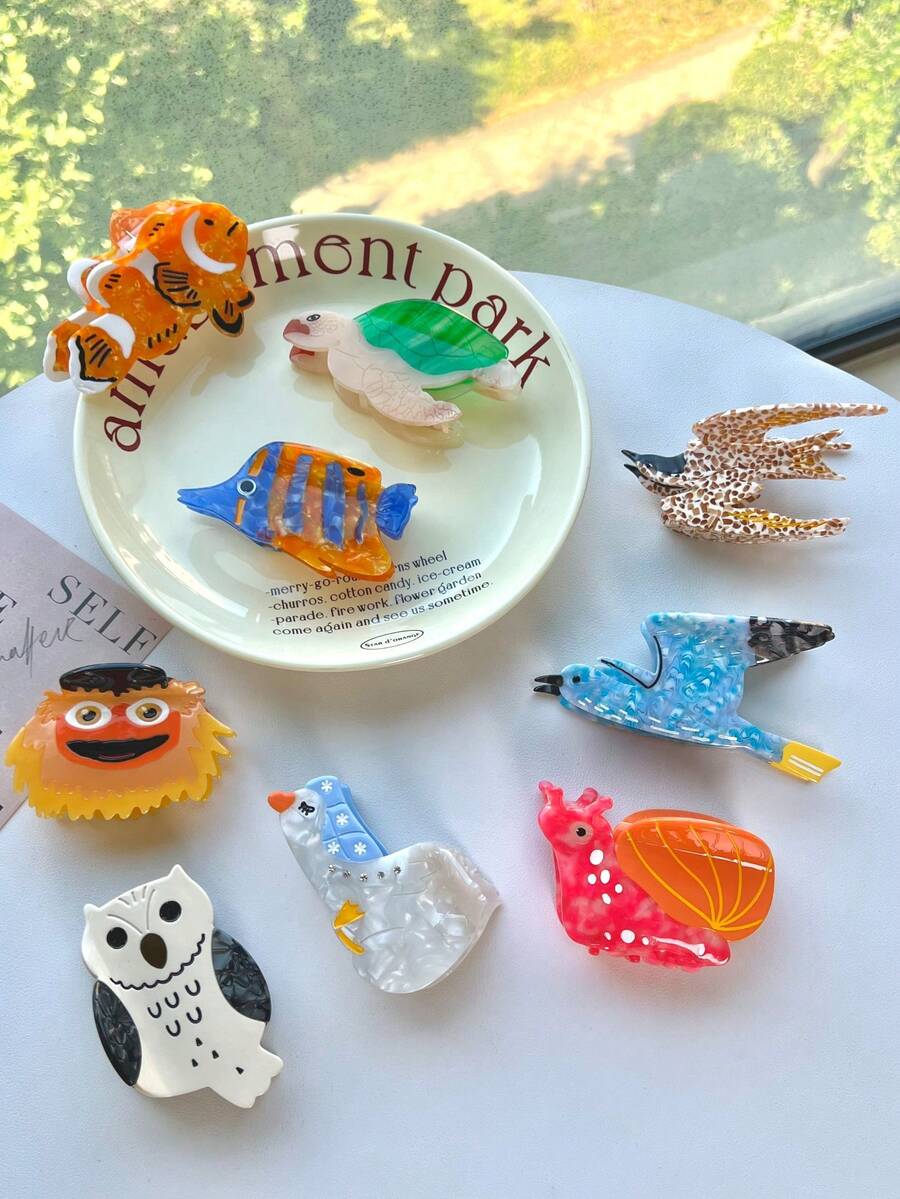 1 pièce Pince à cheveux acrylique série océan, étoile de mer, soleil, cœur, souris, coquillage en gros pour le transfrontalier. Accessoires pour cheveux élégants avec pince à cheveux