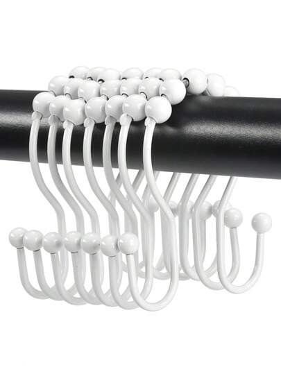 5个装淋浴挂钩 - 防锈浴帘挂钩 - 耐用塑料材质，带滚珠轴承，滑动顺畅，浴室配件 - 适用于春季淋浴 - 注重耐用性和顺畅操作的房主的理想之选 - 带来便捷的春季淋浴体验