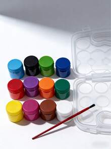 12 Colors X 25ml/0.84oz Art Set, With 1 Paintbrush, Acrylic Paint Set In Box, Suitable For Art Creation, Handmade Coloring, Wall Painting Etc. With Storage Box - 12 Colors - View 3