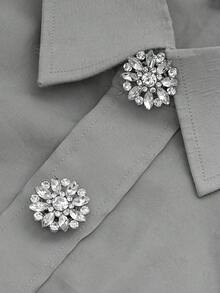 2/4 piezas Juego de botones de cristal de 19/24 mm con rhinestones, cubiertas de botones desmontables con clip, botones decorativos de cristal con alicates, adecuados para vestidos, trajes, batas, camisas y otros accesorios, gris carbón - Multicolor - Ver 1