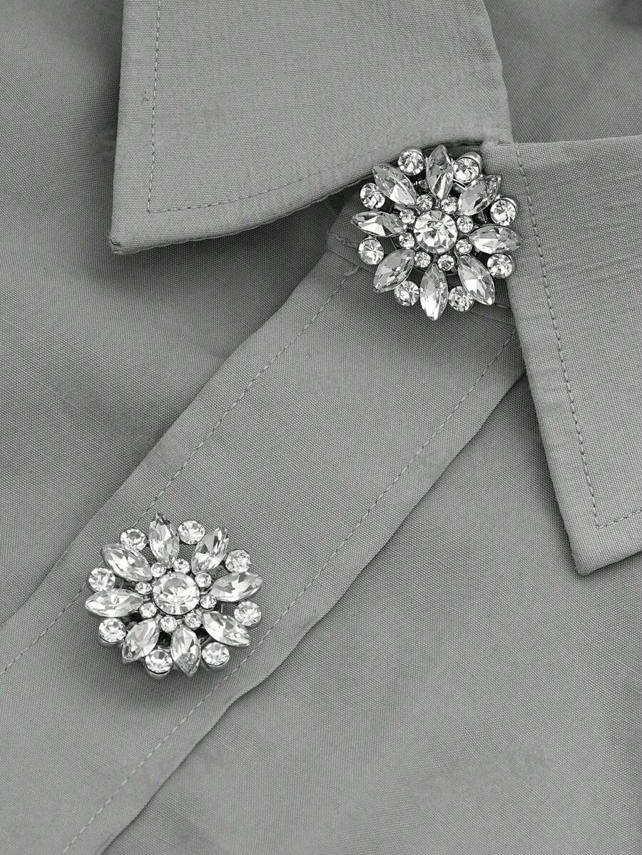 2/4 piezas Juego de botones de cristal de 19/24 mm con rhinestones, cubiertas de botones desmontables con clip, botones decorativos de cristal con alicates, adecuados para vestidos, trajes, batas, camisas y otros accesorios, gris carbón - Multicolor - Ver 1