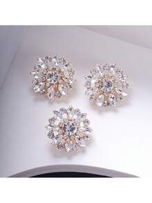 2/4 piezas Juego de botones de cristal de 19/24 mm con rhinestones, cubiertas de botones desmontables con clip, botones decorativos de cristal con alicates, adecuados para vestidos, trajes, batas, camisas y otros accesorios, gris carbón - Multicolor - Ver 6