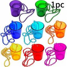 12pcs Transparent Beaded Chain Cup Necklaces - Suitable For Singles' Party, Beer Festival, Carnival, Halloween And Etc. - Plastic Wine Glasses, For Party Supplies And Gifts, Novelty Items, Party Decorations, Party Essentials, Thick & Durable, Reusable, Applicable For Birthday Decoration, Halloween Costume, Role Playing, Photobooth, Wedding Decoration, Bachelorette Party, Graduation, Hawaiian Party And So On. - Multicolor - View 12