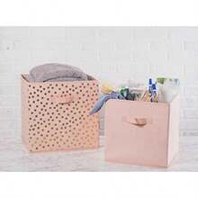 DII Contenedores plegables de almacenamiento de tela para guarderías, oficinas, armarios, decoración del hogar, organizadores de cubos y uso diario, 11 x 11 x 11 pulgadas, color blanco, juego de 2, pequeño (2)(Rosa Small - Set of 2) - Multicolor - Ver 5