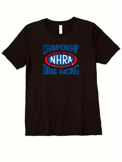Camiseta gráfica de campeonato oficialmente licenciada por  para hombres y mujeres - Camiseta negra de cuello redondo con impresión audaz de carreras de drag, ajuste relajado de manga corta, lavable a máquina, ropa casual de verano y diario