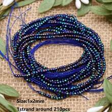 1 hebra de 210 piezas de cuentas de cristal facetadas de 1x2mm de color AB brillante, cuentas espaciadoras redondas de cristal para hacer joyas, hallazgos DIY, collares hechos a mano - Cuentas planas de 1x2 mm - Ver 16