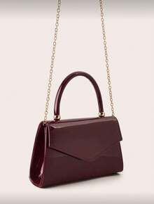 Fashion Solid Color Mirrored Handbag Evening Bag, Charming And Elegant Women's Business Bag, Suitable For Party Girls, College Students, Brides, Match With Party Dresses, Wedding Dresses, Evening Dresses, Tight Skirts, Very Suitable For Weddings, Gatherings, Banquets, Parties, Dances, Best Gifts For Women - 酒紅色 - 查看 6