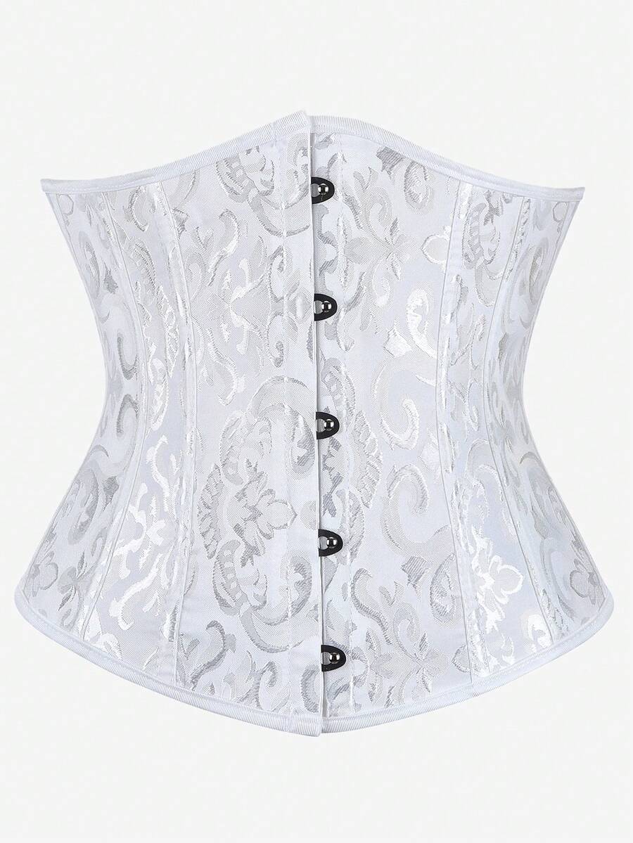 Đai nịt bụng định hình eo Jacquard cổ điển dành cho nữ, đai định hình eo, thích hợp cho lễ Halloween - trắng - Xem 1