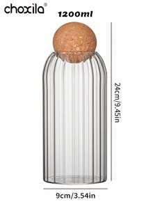 1 pièce Bocal en verre pour le stockage du café, bocal à thé, bocal en verre avec bouchon en liège hermétique pour le stockage des grains de café et des fruits secs - Boîte de haricots farcie boule en bois - Voir 15