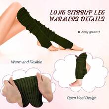 Long Leg Warmers Women 24 Inch Over Knee Knit Ribbed Leg Warmer Stirrup Yoga 80s Party Dance Ballet Supply - One Size + Army Green + 1 - View 5