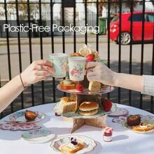 Truly Scrumptious Party Vintage Floral Tea Cups And Saucer Sets, Pack Of 12, Height 8cm, 3 Inch, Mixed Colors - 1 - View 4