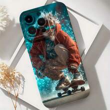 2026 nueva funda de teléfono esmerilada, funda de teléfono diseño navideño de Santa Claus haciendo skate para  17 15 Pro Max  17 14 Pro  17 13  Galaxy S23 S22 S21 protector de teléfono funda de pareja regalo para novio novia regalo de vacaciones - Azul Klein - Ver 6