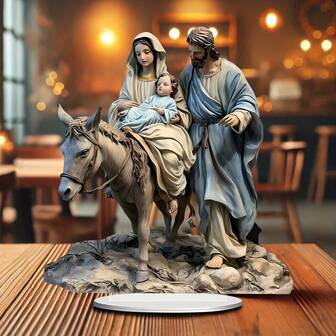 1 pieza Escena de la Natividad de acrílico bohemio plana en 2D, decoración navideña de sobremesa de 8.66"X7.8", adorno multiusos brillante para el hogar y la oficina, ideal para Navidad