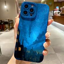 2026 nueva funda de teléfono esmerilada, funda de teléfono diseño de paisaje urbano de cielo nocturno estrellado para iPhone 17 14 13 12 11 Pro Max Se 2020  Galaxy S23 S22 S21 S20 Plus Note 20 10 funda protectora para teléfono regalo de pareja para novio novia regalo de vacaciones - Azul Klein - Ver 7