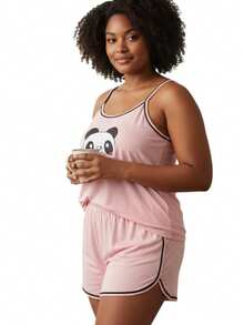 Kit com 2 Pijamas Feminino Adulto Baby Doll Alcinha Short Doll em malha de qualidade Estampas Sortidas - Multicolorido - Visão 9