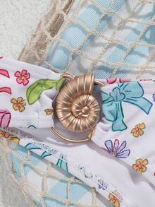 wohenmeili Bộ bikini quây in nơ dành cho nữ, thích hợp cho kỳ nghỉ biển. - Nền trắng - Xem 9