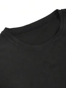 Messis Graphic Print T-Shirt Messis 10 Graphic Print T-Shirt Crew Neck Slight Stretch Regular Fit Knit Fabr - 黑色 - 查看 4